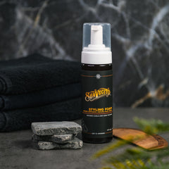 Suavecito Styling Foam Mousse defined curls with soft texture and natural bounce.