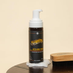 Suavecito Styling Foam Mousse packaging overview shows sulfate-free formula.