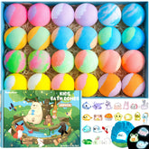 SudsyRoar bath bombs with a surprise toy inside for bath-time treasure hunts.
