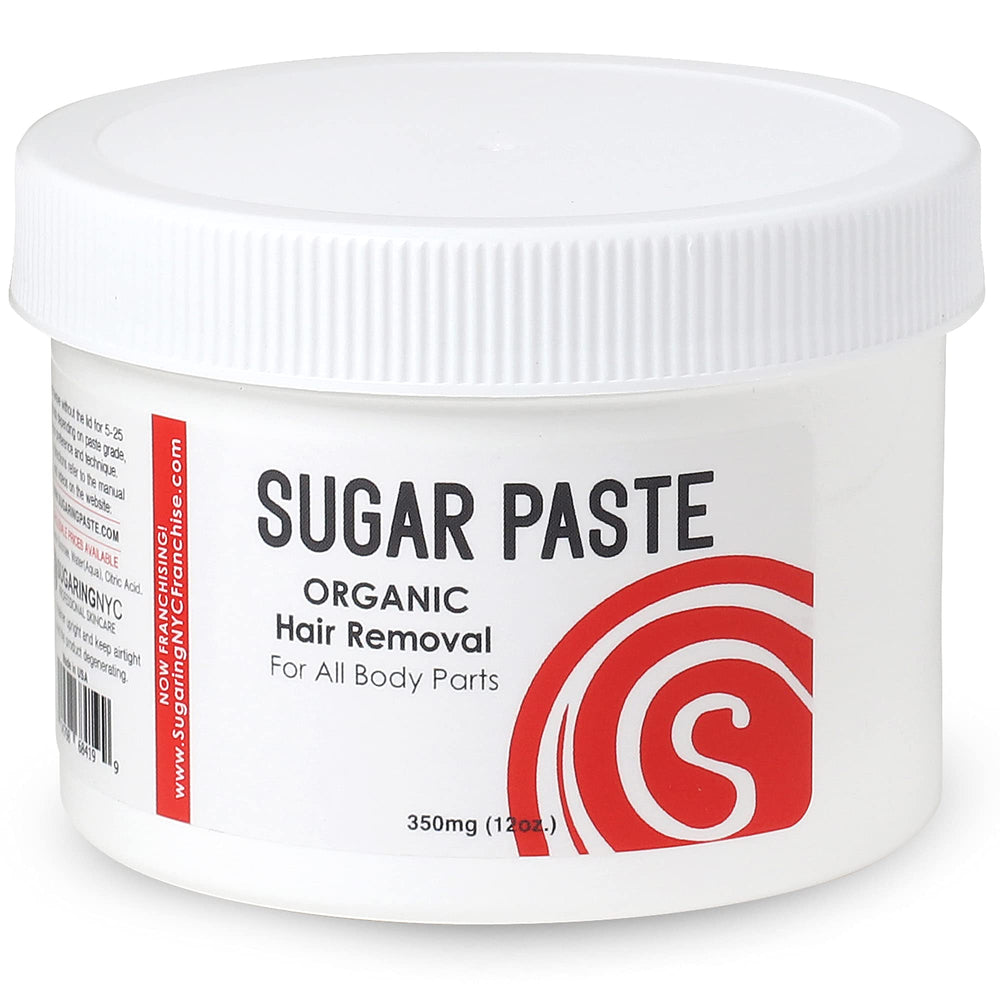 Sugaring NYC 12oz paste tub for at-home use with organic formula.