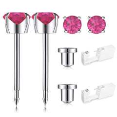 SugarTang ear piercing kit rose birthstone detail shows personalized starter stud