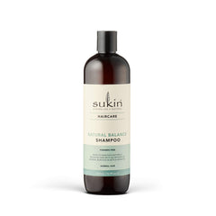 Sukin Natural Balance Shampoo bottle highlights a paraben-free vegan formula for normal hair.