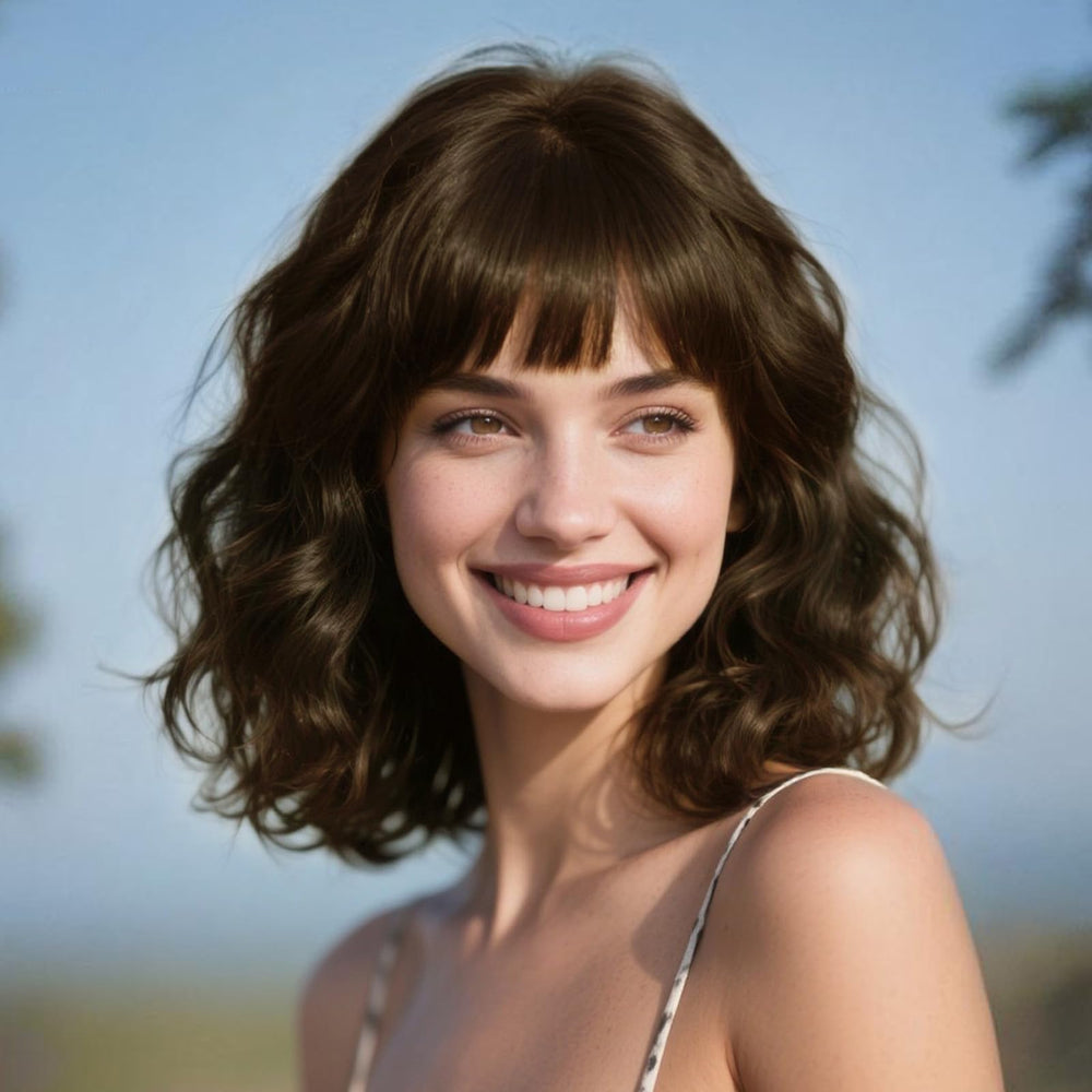 SUKRI Dark Brown Bob Wig with 4x4 scalp design enabling flexible parting and natural look