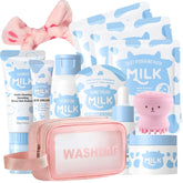 Sulily milk toner and cleanser arranged for a hydrating teen skincare routine.