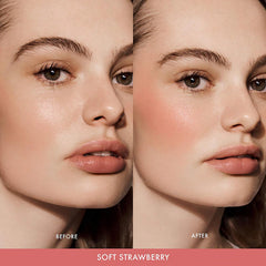 Summer Fridays Blush Butter Balm brush application demonstrates easy blending on skin