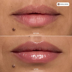 Summer Fridays lip butter Vanilla Beige tint swatch with sheer color.