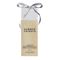 Summer Fridays ShadeDrops SPF 30 bottle closeup highlighting lightweight mineral protection for daily wear.