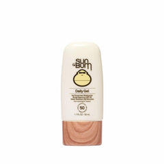 Sun Bum Daily SPF 50 Face Gel bottle closeup with clear matte finish protection
