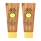 Sun Bum Original SPF 50 sunscreen lotion front view showing vegan, UVA/UVB protection.