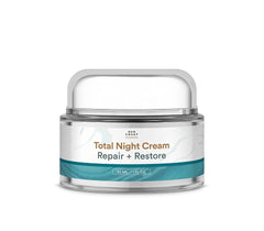 Sun Coast Sciences Total Night Cream bottle highlighting overnight hydration and skin repair