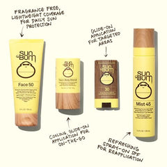 Vitamin E-rich Sun Bum sunscreen illustration highlighting moisturizing benefits.