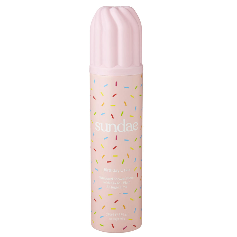 Sundae Whipped Shower Foam Birthday Cake bottle pour delivers creamy lather and fragrance