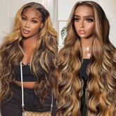 Sunelk Honey Blonde Ombre Lace Front Wig front view showing natural volume