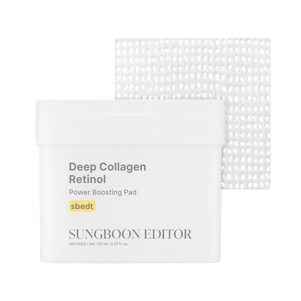 SUNGBOON Editor Deep Collagen Retinol Pads box-front shows premium packaging for glow potential