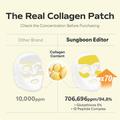 SUNGBOON EDITOR Patches applied to eyes, neck, and forehead for multi area care