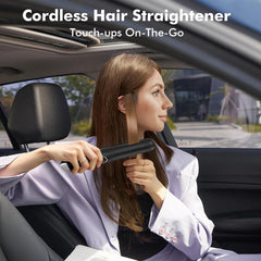 SUNMAY 2-in-1 straightener and curler in use for versatile looks.