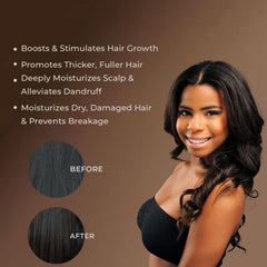 Sunny Isle Jamaican Black Castor Oil applied to hair demonstrates scalp nourishment and shine