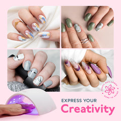 SUNUV SUN9C compatible with base and top coats for complete gel layering.