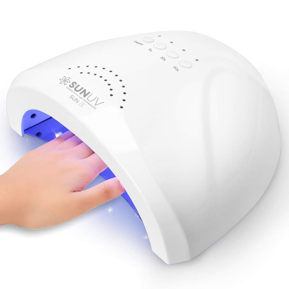 SUNUV UV LED Nail Lamp front view shows compact design for fast home manicures.