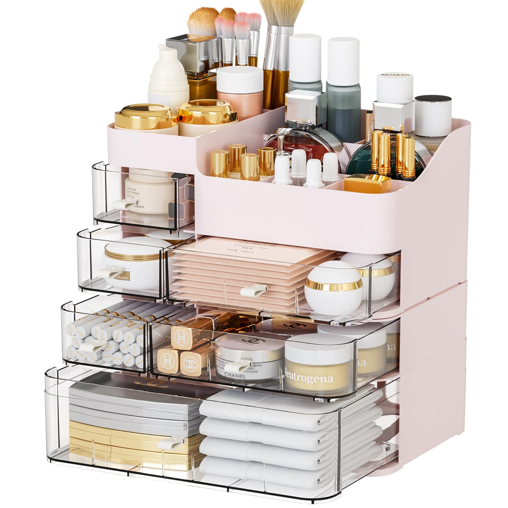 SuoXing makeup organizer on vanity with large drawers for easy access to cosmetics