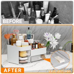 SuoXing white makeup organizer brush compartments for daily essentials.