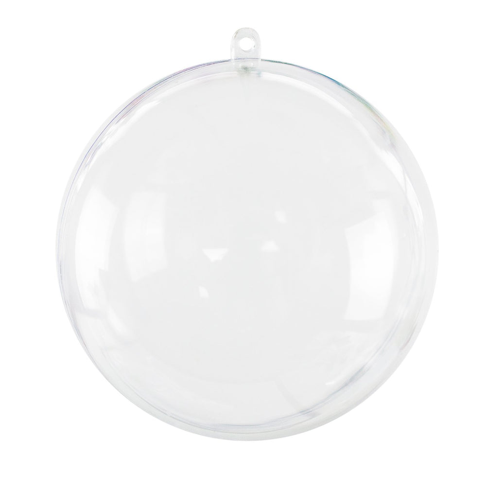 Super Z Outlet clear plastic bath bomb mold shells show 100mm size in a 12-pack for DIY crafts and decor.