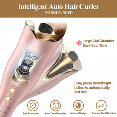 SuperDuomishu rotating ceramic curling wand creates smooth, even waves.