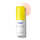 Supergoop Bright-Eyed eye cream tube closeup shows hydrating mineral formula for refreshed eyes.
