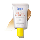 Supergoop! Glowscreen Golden Hour bottle shows bronze glow and hydration.