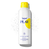 Supergoop! PLAY SPF 30 body mist angled view showing even spray coverage for outdoor workouts