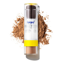 Supergoop! (Re)setting Mineral Powder Deep packaging for on-the-go SPF touch-ups.