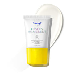 Supergoop! Unseen Clear Face Sunscreen bottle applying invisible SPF 40 for all skin tones.