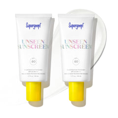 Supergoop! Unseen Sunscreen bottle shows invisible, weightless protection for all skin tones.