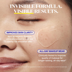 Supergoop! Unseen Sunscreen demonstrates primer-like effect to help makeup stay put.