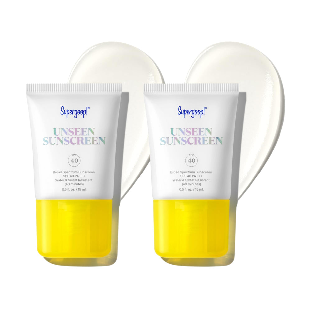 Supergoop! Unseen Sunscreen SPF 40 during application shows invisible protection and weightless feel.