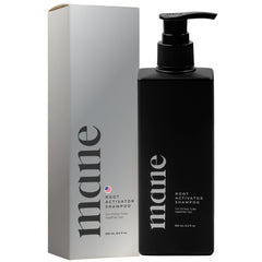 Superior Mane hair growth shampoo bottle promotes fuller-looking strands and scalp hydration.