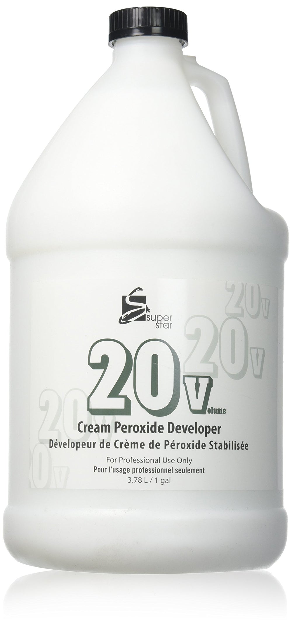 Superstar Stabilized Cream Developer 20v bottle pour demonstrates drip-free precision for highlighting.