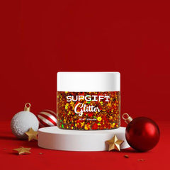SUPGIFT glitter gel color swatch displays four shimmering hues for vibrant holiday looks.