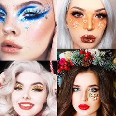 SUPGIFT mermaid iridescent glitter on cheek adds radiant festival glow.