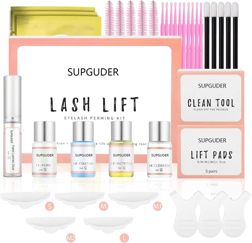 SUPGUDER lash lift kit package with silicone pads for professional curling at home