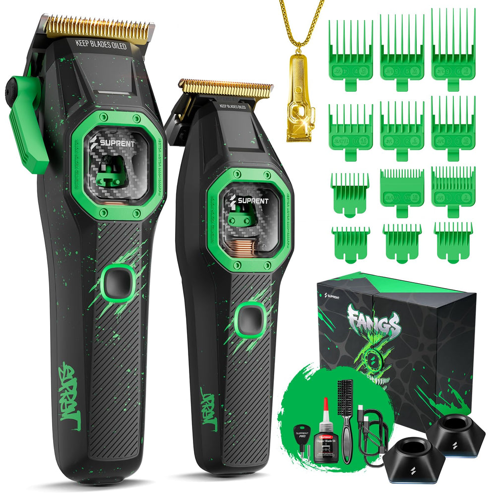 SUPRENT FANGS V10 motor delivers powerful, precise cuts for fast, clean fades.