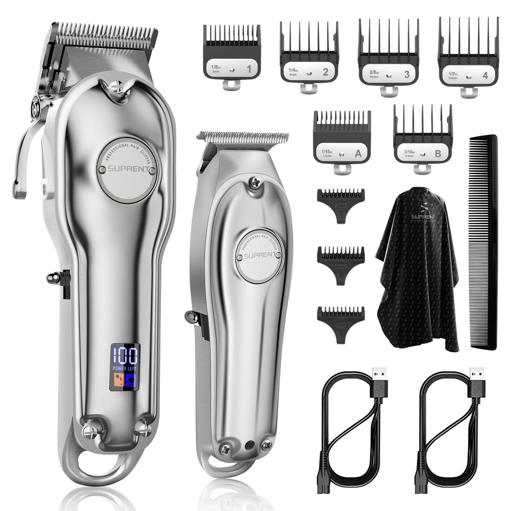 SUPRENT PRO hair clipper kit image showcases barber-grade precision guards.