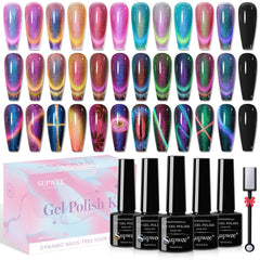 SUPWEE cat eye gel polish set lineup for versatile nail art