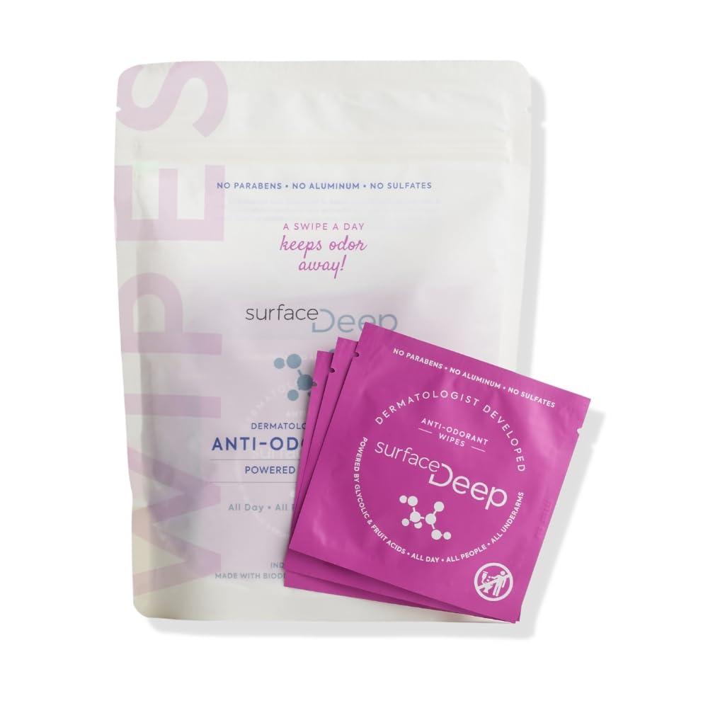 Surface Deep Deodorant Wipes 30pk packaging for travel-ready odor control.