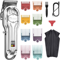 SURKER mens hair clippers with LED display showing battery life for quick grooming
