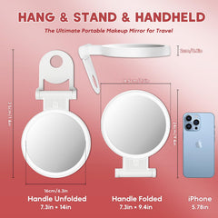 SurSynch portable rechargeable vanity mirror with LED lights for on-the-go touchups
