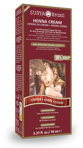 Surya Brasil Henna Cream Treatment copper bottle close-up highlighting rich color and conditioning