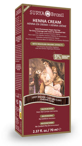Surya Brasil Light Brown Henna Cream bottle showing natural color option.