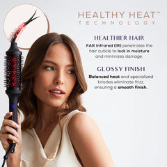 Sutra Thermal Brush with digital display highlighting precise heat control for tailored styling.