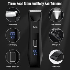 Suttik Manscape soft ceramic blades closeup enabling gentle trimming with reduced irritation.